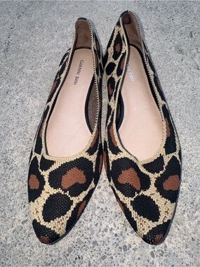 Gianni Bini Leopard-Print Pointed Toe Flats in Tan, Brown & Black